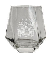 Hampton University Etched Diamond Cut Stemless 10 ounce Wine Glass Clear