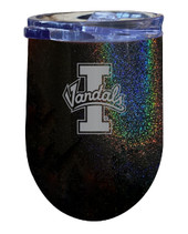 Idaho Vandals 12 oz Laser Etched Insulated Wine Stainless Steel Tumbler Rainbow Glitter Black