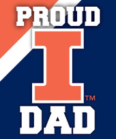 Illinois Fighting Illini NCAA Collegiate 5x6 Inch Rectangle Stripe Proud Dad Decal Sticker