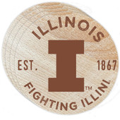 Illinois Fighting Illini Wood Coaster Engraved 4 Pack