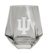 Indiana Hoosiers Etched Diamond Cut Stemless 10 ounce Wine Glass Clear