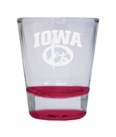 Iowa Hawkeyes Etched Round Shot Glass 2 oz Red