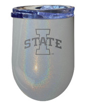 Iowa State Cyclones 12 oz Laser Etched Insulated Wine Stainless Steel Tumbler Rainbow Glitter Grey