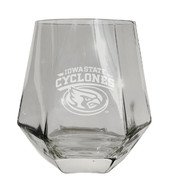 Iowa State Cyclones Etched Diamond Cut Stemless 10 ounce Wine Glass Clear