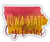 Iowa State Cyclones Watercolor State Die Cut Decal 2-Inch