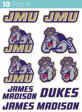 James Madison Dukes 10 Pack Collegiate Vinyl Decal Sticker