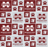 Mississippi State University Bulldogs Cotton Fabric with Geometric Print or Matching Solid Cotton Fabrics