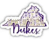James Madison Dukes Floral State Die Cut Decal 2-Inch