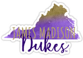James Madison Dukes Watercolor State Die Cut Decal 4-Inch
