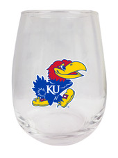 Kansas Jayhawks 9 oz Stemless Wine Glass