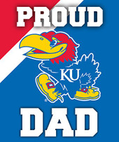 Kansas Jayhawks NCAA Collegiate 5x6 Inch Rectangle Stripe Proud Dad Decal Sticker