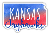 Kansas Jayhawks Watercolor State Die Cut Decal 4-Inch
