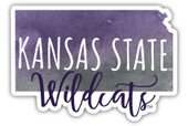 Kansas State Wildcats Watercolor State Die Cut Decal 4-Inch