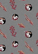 Florida State University FSU Seminoles Cotton Fabric with Tossed Check Print or Matching Solid Cotton Fabrics