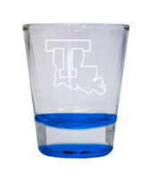 Louisiana Tech Bulldogs Etched Round Shot Glass 2 oz Blue