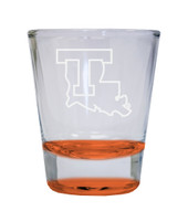 Louisiana Tech Bulldogs Etched Round Shot Glass 2 oz Orange