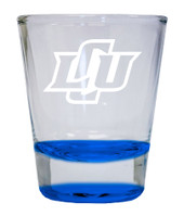 Lubbock Christian University Chaparral Etched Round Shot Glass 2 oz Blue