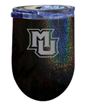 Marquette Golden Eagles 12 oz Laser Etched Insulated Wine Stainless Steel Tumbler Rainbow Glitter Black