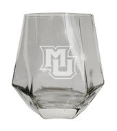 Marquette Golden Eagles Etched Diamond Cut Stemless 10 ounce Wine Glass Clear