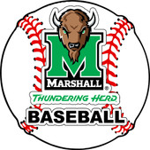 Marshall Thundering Herd 4-Inch Round Baseball Vinyl Decal Sticker