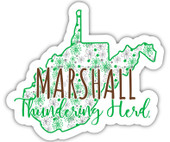 Marshall Thundering Herd Floral State Die Cut Decal 4-Inch