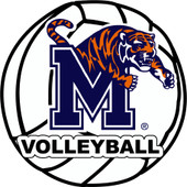 Memphis Tigers 4-Inch Round Volleyball Vinyl Decal Sticker