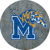 Memphis Tigers Distressed Wood Grain 4" Round Magnet