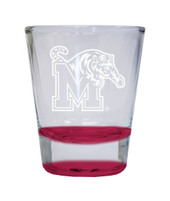 Memphis Tigers Etched Round Shot Glass 2 oz Red