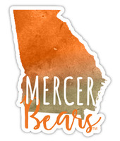 Mercer University Watercolor State Die Cut Decal 2-Inch