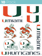 Miami Hurricanes 10 Pack Collegiate Vinyl Decal Sticker