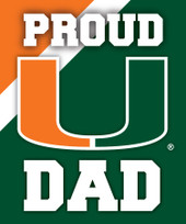 Miami Hurricanes NCAA Collegiate 5x6 Inch Rectangle Stripe Proud Dad Decal Sticker