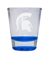 Michigan State Spartans Etched Round Shot Glass 2 oz Blue