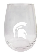 Michigan State Spartans Etched Stemless Wine Glass 9 oz