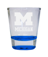 Michigan Wolverines Etched Round Shot Glass 2 oz Blue