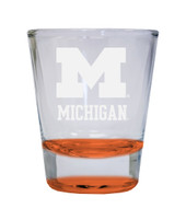 Michigan Wolverines Etched Round Shot Glass 2 oz Orange