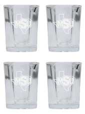 Midwestern State University Mustangs 2 Ounce Square Shot Glass laser etched logo Design 4-Pack