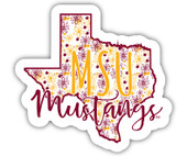 Midwestern State University Mustangs Floral State Die Cut Decal 2-Inch
