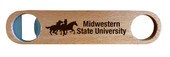 Midwestern State University Mustangs Laser Etched Wooden Bottle Opener College Logo Design