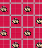 Ohio State University Buckeyes Flannel Fabric with Plaid Print