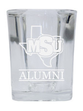 Midwestern University Mustangs College Alumni 2 Ounce Square Shot Glass laser etched