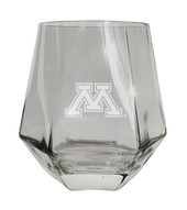 Minnesota Gophers Etched Diamond Cut Stemless 10 ounce Wine Glass Clear