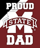 Mississippi State Bulldogs NCAA Collegiate 5x6 Inch Rectangle Stripe Proud Dad Decal Sticker