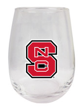 NC State Wolfpack 9 oz Stemless Wine Glass