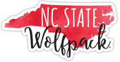 NC State Wolfpack Watercolor State Die Cut Decal 4-Inch