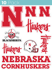 Nebraska Cornhuskers 10 Pack Collegiate Vinyl Decal Sticker