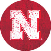 Nebraska Cornhuskers Distressed Wood Grain 4" Round Magnet