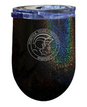 Norfolk State University 12 oz Laser Etched Insulated Wine Stainless Steel Tumbler Rainbow Glitter Black