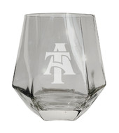 North Carolina A&T State Aggies Etched Diamond Cut Stemless 10 ounce Wine Glass Clear