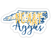 North Carolina A&T State Aggies Floral State Die Cut Decal 4-Inch