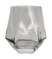 North Carolina Central Eagles Etched Diamond Cut Stemless 10 ounce Wine Glass Clear